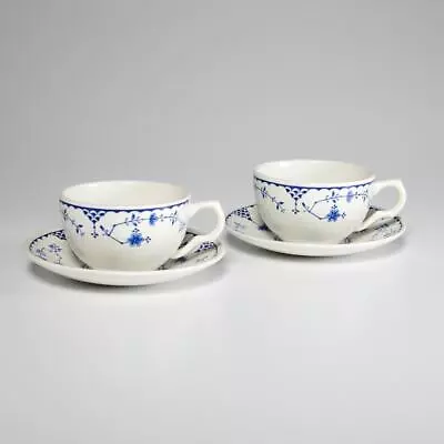 Buy 2 Sets Masons Furnivals Denmark English Ironstone Blue White Teacups And Saucers • 57.64£