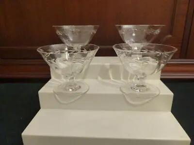 Buy Vintage Sundae Dishes X 4 - Chased Leaf Engravng - 3 X 3.75 Inches • 4.99£