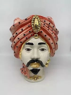 Buy Moor's Head Atena - King - Gold Leaf - Caltagirone Ceramic - Teste Di Moro Italy • 417.44£