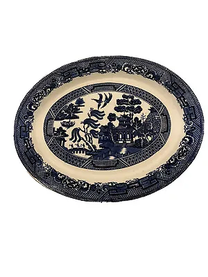 Buy Blue Willow Platter Wood And Sons England Oval 11 3/4  Woods Ware • 19£