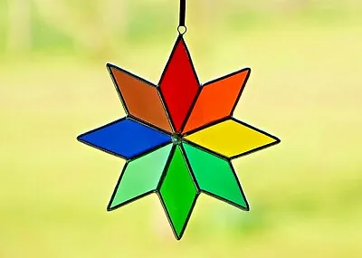 Buy Stained Glass Suncatcher/Window Hanger Rainbow Multi Star Gift/Home Decoration • 18£
