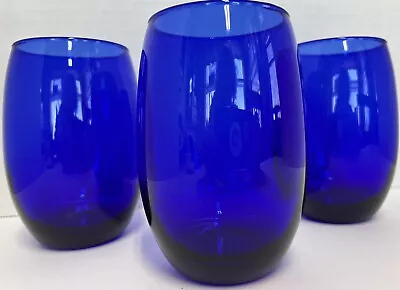 Buy Vintage Hand Blown Cobalt Blue Set Of Three Glassware  • 21.10£