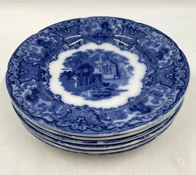 Buy George Jones Sons Abbey 1790 Small Side Plate X 6 Set 19cm Flow Blue T2750 C3615 • 16.99£