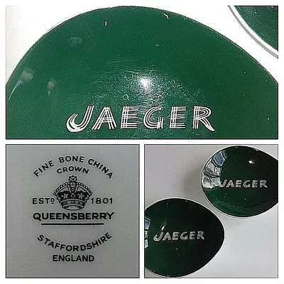 Buy Jaeger + Staffordshire Queensbury Bone China - Pair Of Green Egg Shaped Dish  • 12.99£