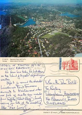 Buy C17469 Aerial View Egersund  Norway Postcard 1985 Stamp • 1.39£