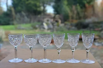 Buy Six Small Beautiful Webb Crystal Cut Glass Liqueur  Glasses • 9.99£
