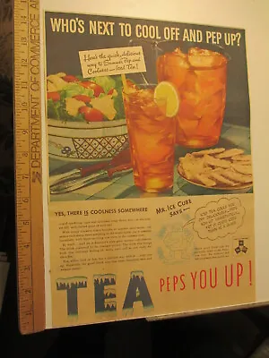 Buy Newspaper Ad 1930s Salada Tea Drinking Glass Iced Pitcher Mr Ice Cube AW • 14.18£
