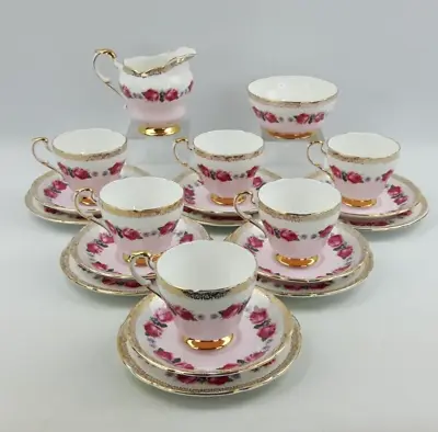 Buy Paragon Pink & White 20 Piece Bone China Tea Set - Floral Roses Vintage • 140£