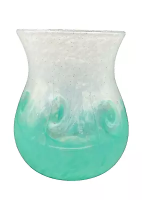 Buy Stunning Antique Moncrieff Monart Green Wave Scottish Art Glass Vase • 72.32£