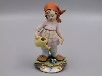Buy Vintage Capodimonte 6  Figurine Of A Girl Watering Flowers. • 14.99£