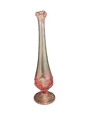 Buy Vintage Fenton 75th Pink Bud Vase 8.5” Iridescent Shimmer Crackle Swung Stretch • 19.04£