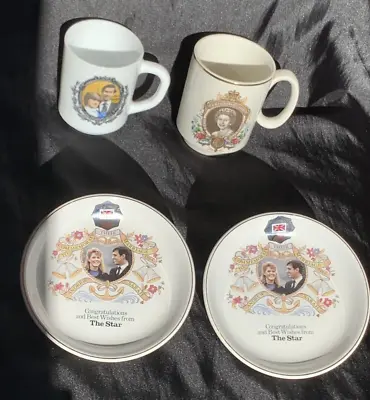 Buy 4x Commemorative Royal Pottery Queens Silver Jubilee Charles Dianna Andrew Sarah • 3£