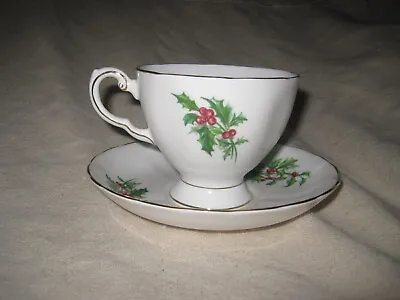 Buy Tuscan Birthday Flowers December's Holly Bone China Cup & Saucer Made In England • 14.23£