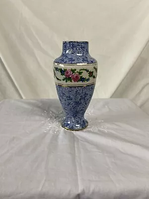 Buy Antique James Kent Rosarie Chintz  Blue & White Pottery Vase C.1910. 7.5 Inch • 15£