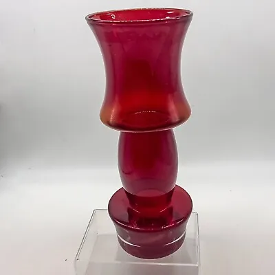 Buy Red Cased Glass Dumbbell Vase  By Tamara Aladin For Riihimaki 28cm Sklo Finland • 75£