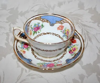 Buy Rare Antique Hammersley 481 Bone China Blue Floral Sprays Cup & Saucer • 24.99£
