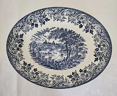 Buy Vintage Blue & White Broadhurst Country Castle Image Oval Platter/ Plate. VGC • 9.50£