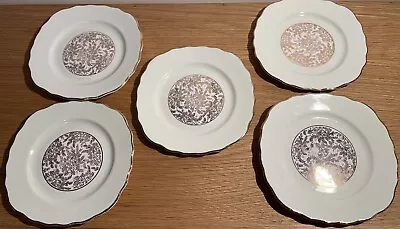 Buy 5 Royal Vale Fine China Pale Green Gilded Fancy 6 In  Side Cake Plates • 9.99£