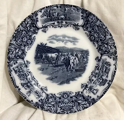 Buy Antique Victorian Wedgwood Flow Blue China With Highland Cattle / Cows • 31.22£