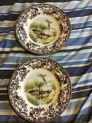 Buy Pair Of Spode Woodland Wood Duck Dinner Plates Lot3 • 16.99£