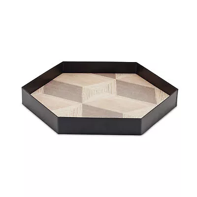 Buy Natural Black Hexagon Serving Tray Dinnerware Serveware Decorative 12 Inch 3Pcs • 87.25£