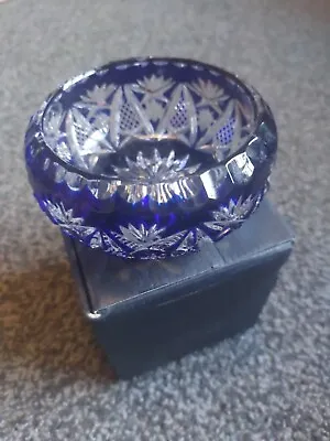 Buy Small CRYSTAL BOWL With Cobalt Blue Overlay • 0.99£