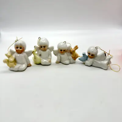Buy VTG  Set Of 4 Christmas Around The World Bone China Angels W/Animals Ornaments • 17.26£