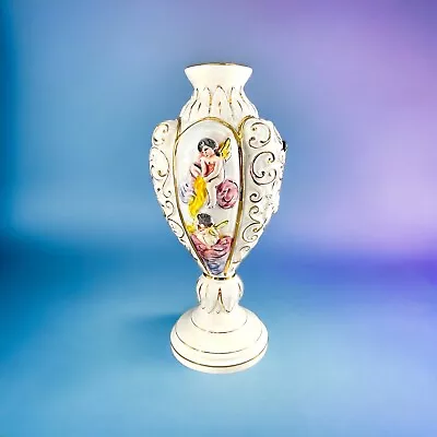 Buy Vintage Keramos R. Capodimonte Large Vase Urn Italy Raised Cherub Angels Relief • 120.37£