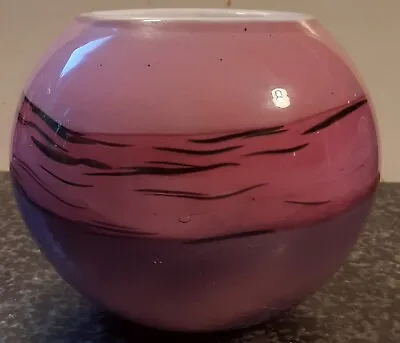 Buy Vintage Round Purple Hand Made Malta Phoenician Studio Art Glass Vase Signed  • 12.99£
