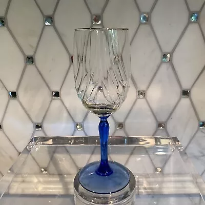 Buy 1 Replacement VTG Lenox Crystal Wine Glass Cobalt Blue Stem Dual Swag  Gold Rim • 6.87£