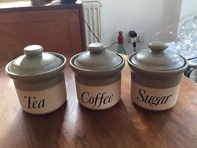 Buy Vintage Stoneware Tea Coffee & Sugar Canisters Brailsford Pottery Derbyshire . • 22£