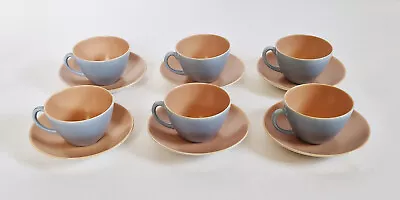 Buy Set Of 6 Poole Pottery Twintone Cups & Saucers • 20£