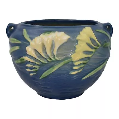 Buy Roseville Freesia Blue 1945 Vintage Art Pottery Ceramic Jardiniere Planter 669-4 • 76.72£