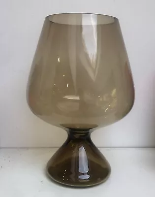 Buy Vintage 60s Swedish Spaceage Aseda Large Goblet Brown Scandi Glass Vase  • 12£