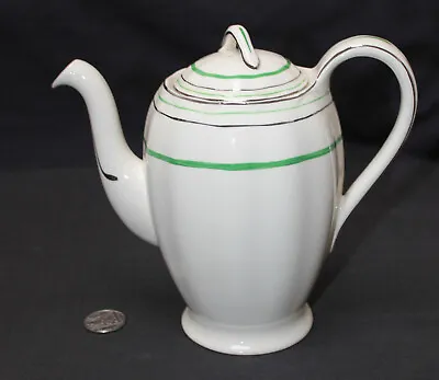 Buy Vintage Grindley Cream Petal : Green Silver Band : Coffee Pot *A • 10£