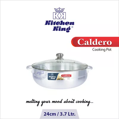 Buy Kitchen King Cookware Caldero Pot 24cm With Glass Lid | Satin Finish (KK322724) • 17.99£