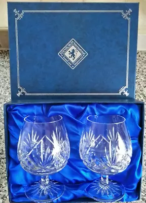 Buy 2 Edinburgh Crystal Brandy Glasses - BALMORAL? - Original Blue Presentation Box • 42£