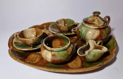 Buy Scottish Dunmore Pottery Miniature Tea Set On Tray • 75£