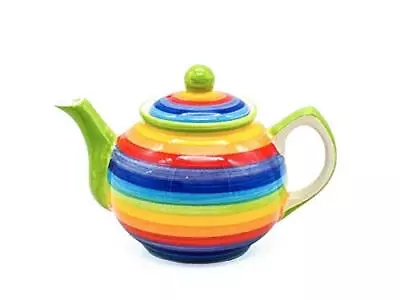 Buy Rainbow Striped Ceramic Teapot 2 Cup Ceramic Hand-Painted Original Multicolour • 17.36£