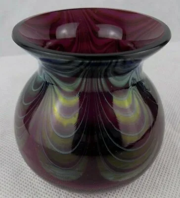 Buy Early Okra Art Glass Vase. 'Purple Reflections' By  Richard Golding. • 30£