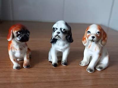 Buy Three Vintage Bone China Miniature Dogs - Figurines Ornaments • 5£