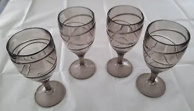 Buy Set Of 4 Swirl Clear Plastic Picnic Party Wine Glass Drinking Goblet • 6.99£
