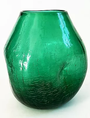 Buy Vtg Pilgrim Dew Drop Green Indented Pinch Dimple 6  Crackle Glass Vase Rose Bowl • 23.62£
