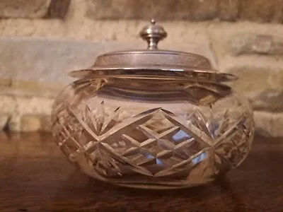 Buy Cut Glass Trinket Bowl With Silver Plated Lid, Dressing Table • 3.50£