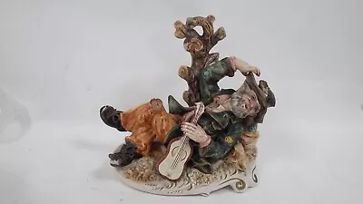 Buy Vintage Large Capodimonte Porcelain Figurine Tramp And Guitar Approx 30cm Long • 9.99£