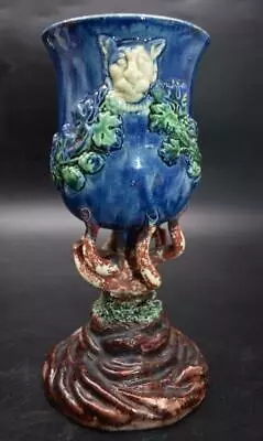 Buy Super Antique French Majolica Palissy Chalice Vase Circa 1880 Thomas Sergent Att • 0.99£