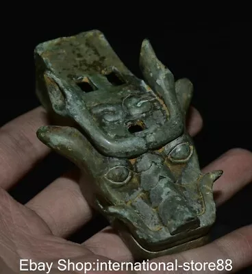 Buy 3.4  Rare Old China Bronze Ware Dynasty Palace Dragon Beast Head Walking Stick • 145.80£