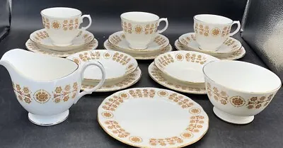 Buy Royal Kent Bone China Retro Brown Flower Tea Set Cups Saucers Side Bread Plates • 17.45£