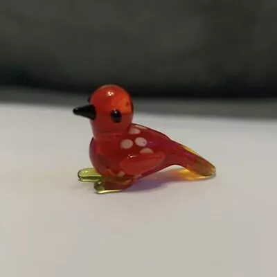 Buy Tiny Handmade Red/ Orange Speckled Bird Lampwork Glass Animal • 3.99£