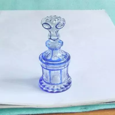 Buy Lovely Antique Blue To Clear Overlay Glass Perfume Bottle. • 44.99£